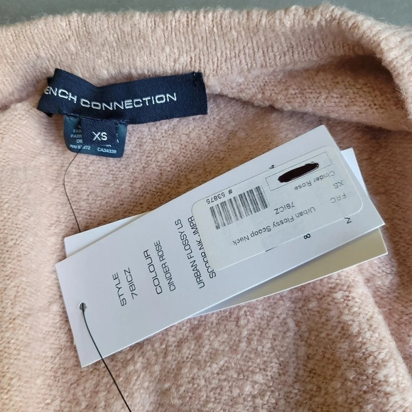 NWT French Connection Urban Flossy Sweater Cinder Rose Pink Scoop Back XS - Picture 13 of 14